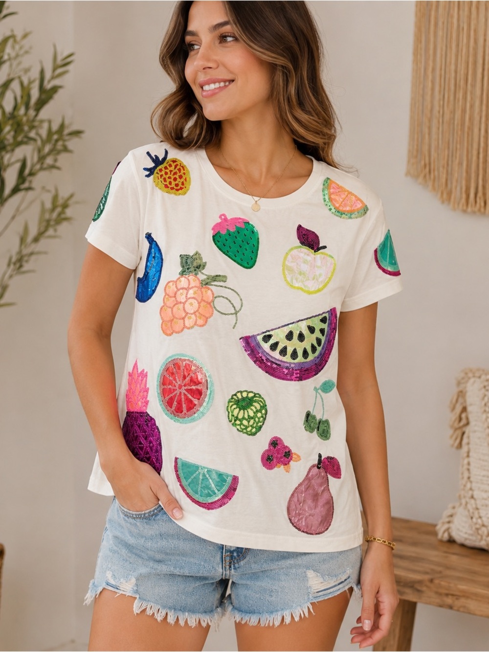 Queen of sparkles fruit tee top
